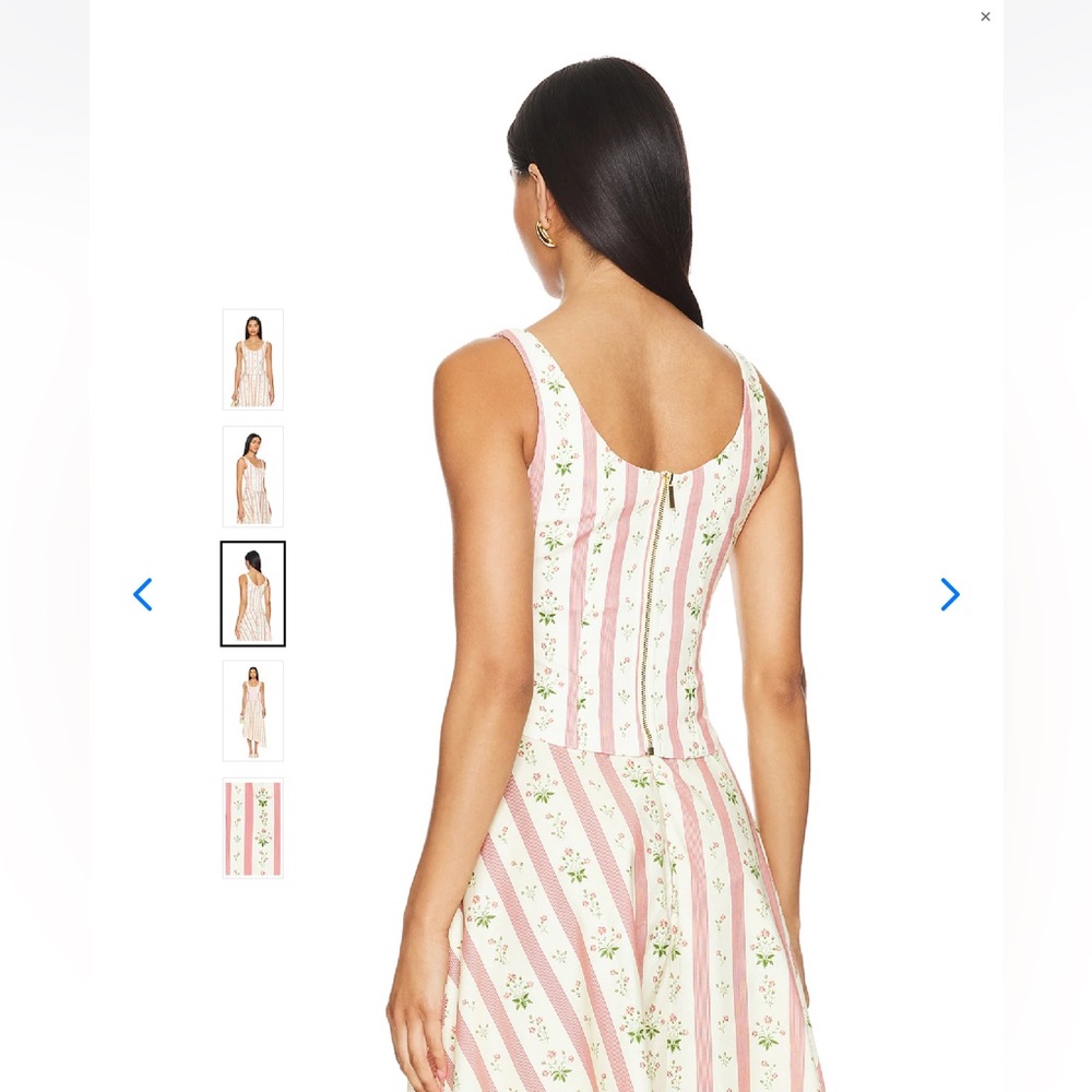 We wore what Lemon Icing print Striped Pink and Cream Floral Set corset top BNWT - Picture 16 of 16